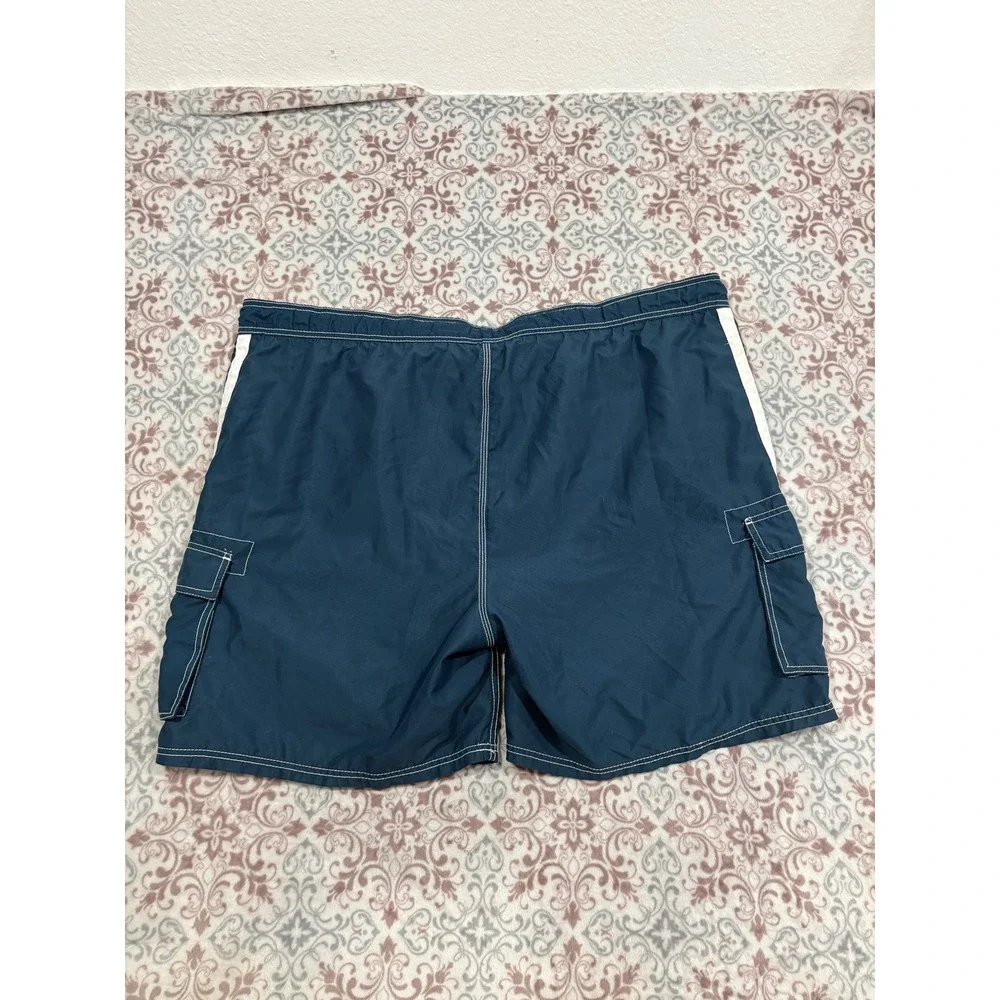 Kanu Surf Mens 3X Board Shorts Blue White Stripe Cargo Swim Trunks Mesh Lined